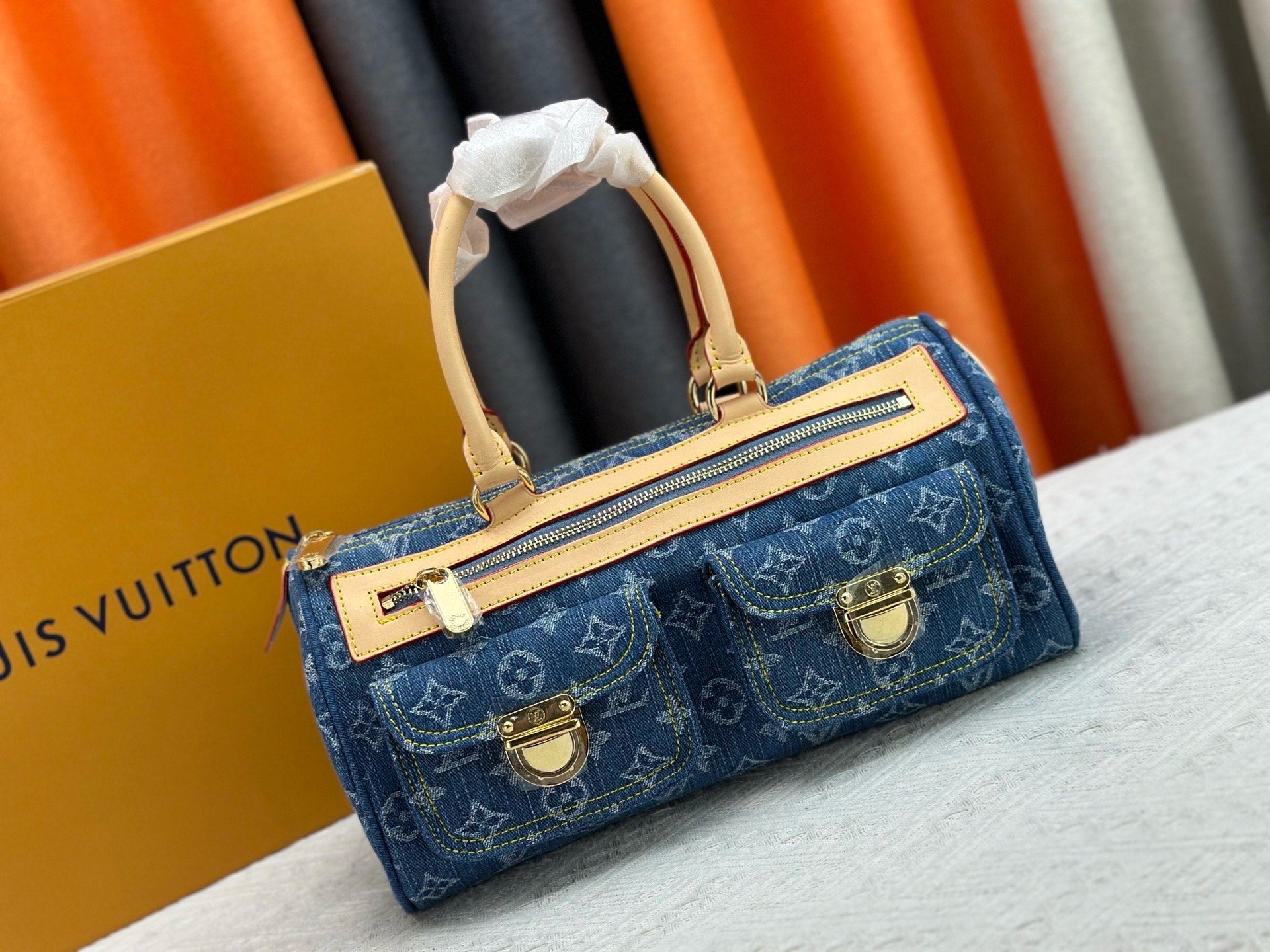 Louis Vuitton Monogram Denim Neo Speedy in Blue with Gold Hardware