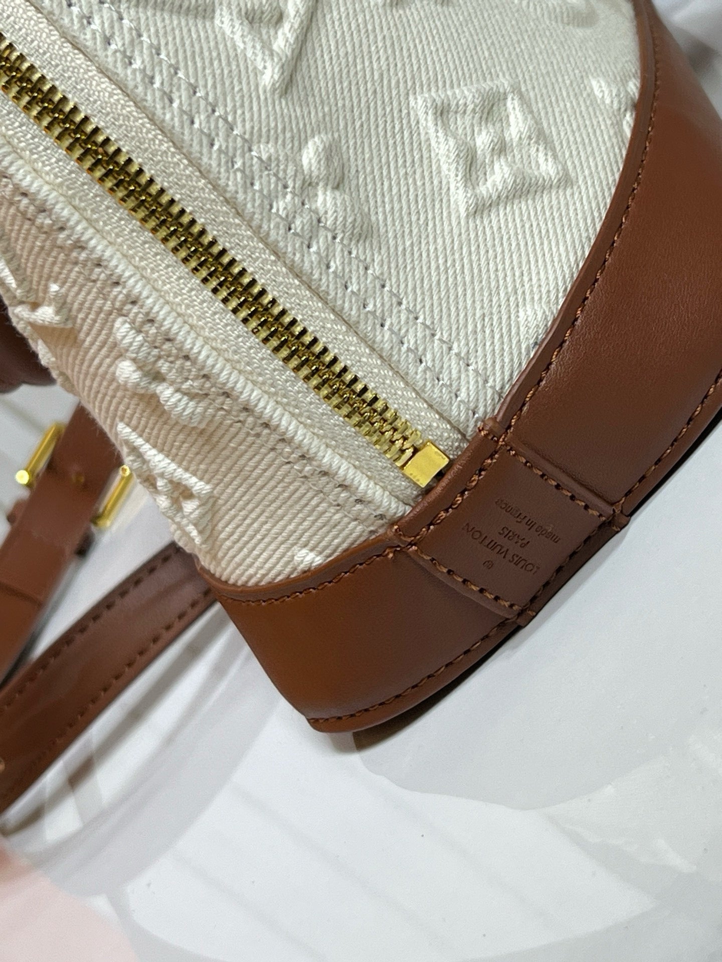 Louis Vuitton Alma BB in Bicolor Monogram Empreinte Leather (Cream & Cognac)
